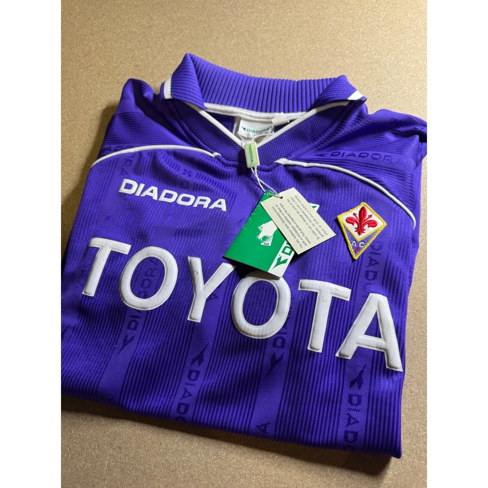 Diadora Fiorentina 2001-2002 Home Jersey‎ Toyota Sponsor Purple Mens Vintage XL